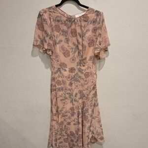 Astr Peach Floral Midi Dress